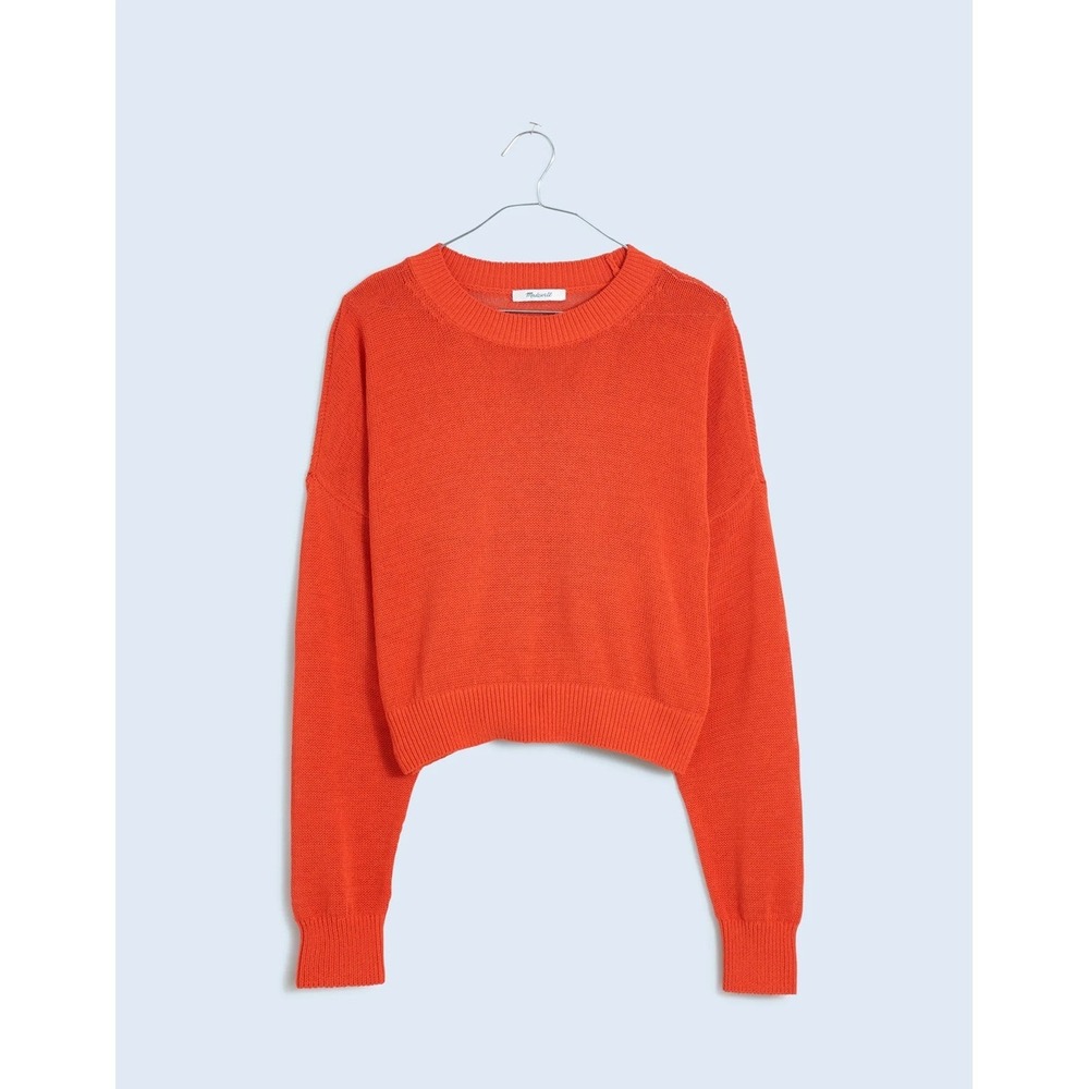 Madewell Women's Loose-Knit Crewneck Relaxed Sweater Cropped Orange XS